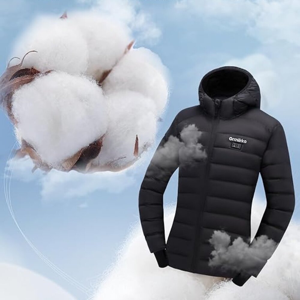 Womens Heated Jacket with Battery Pack 12V 20000mAh--Black -L size
